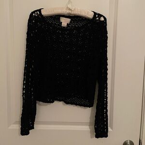 Black Crochet Women's Sweater